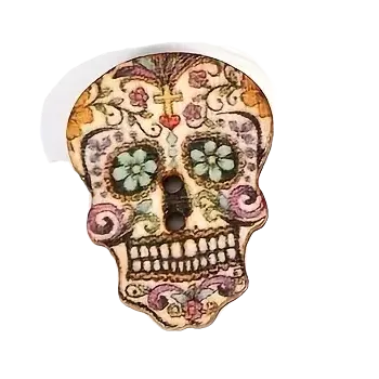 Knoflík Knoflík dřevěný lebka II (1,9 x 2,5 cm)