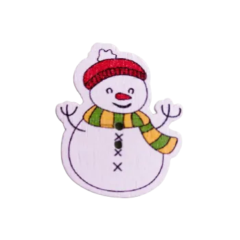 Knoflík Knoflík dřevěný sněhulák šála zelená-žlutá