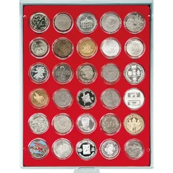 Obal pro sběratelský předmět Lindner 30 polí pro bublinky o vnějším průměru 39,5 mm Barva: Červená