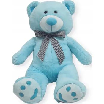 plyšák Plyšový medvídek Velký Medvídek Měkký Modrý 70 cm Modrý s mašlí kostkovaná