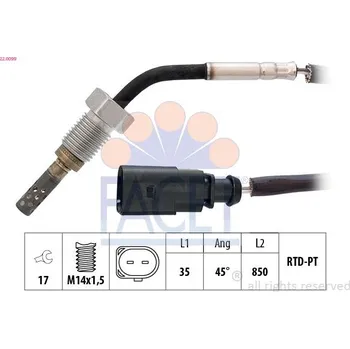 Čidlo automobilu Čidlo, teplota výfukových plynů FACET 22.0099