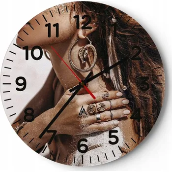 Hodiny Kuchyňské nástěnné hodiny 30x30 Žena Moderní skleněné hodiny do obýváku Tiché