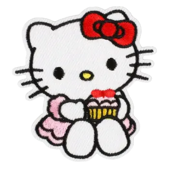 Nášivka Vyšívaná nášivka Hello Kitty s muffinem