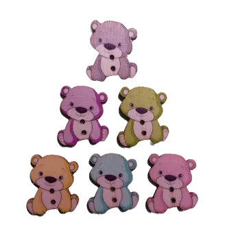 Knoflík Knoflík dřevěný medvídek, Barva: Žlutá