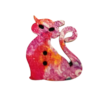 Knoflík Knoflík dřevěný kočka sedící VI