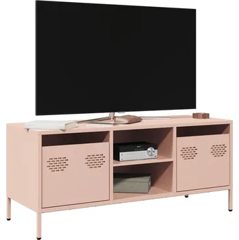 Televizní stolek vidaXL TV skříňka 101,5 x 39 x 43,5 cm ocel válcovaná za studena [851301] Barva: Růžová