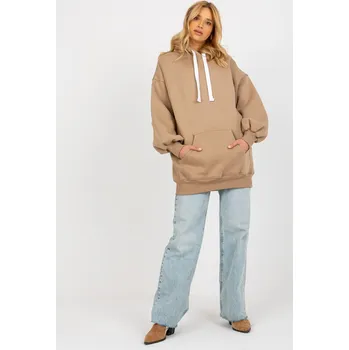 Dámská mikina EX MODA Oversize mikina s přední kapsou a kapucí béžová Velikost: UNI