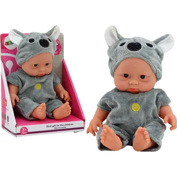 Panenka LEAN Toys Malá panenka, šedé oblečení, čepice koaly