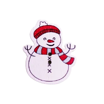 Knoflík Knoflík dřevěný sněhulák šála červená-modrá