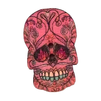 Knoflík Knoflík dřevěný lebka V (1,9 x 2,5 cm)