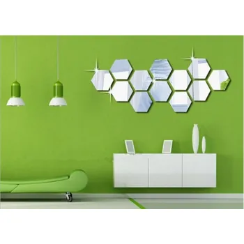 Samolepící dekorace Šestiúhelníkové Zrcadlové samolepky na zeď