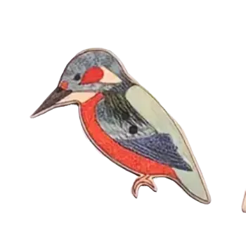 Knoflík Knoflík dřevěný pták - ledňáček