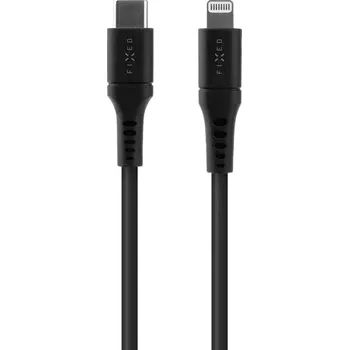 Mobilní telefon Nabíjecí a datový Liquid silicone kabel FIXED s konektory USB-C/Lightning a podporou PD, 1.2m, MFI, černý