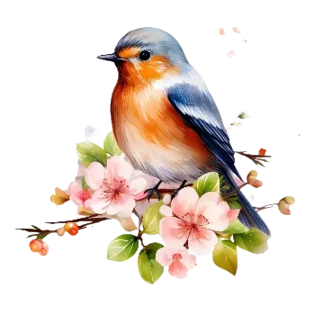 Nažehlovací obrázek - ptáček na třešni (dva rozměry), Velikost: Malý