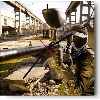 Hodiny Velké nástěnné hodiny 40x40 Paintball - Skleněné tiché hodiny
