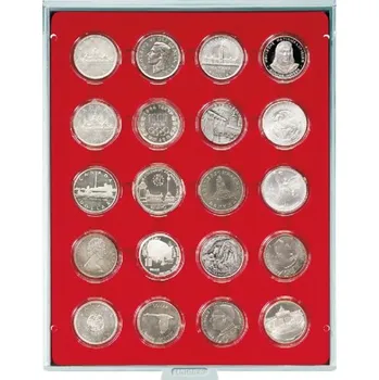 Obal pro sběratelský předmět Lindner 20 polí pro bublinky o vnějším průměru 42 mm Barva: Červená