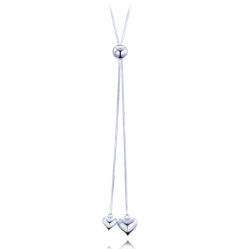 Náhrdelník Moonlit Stříbrný náhrdelník se dvěma srdíčky a stahovacím zapínáním