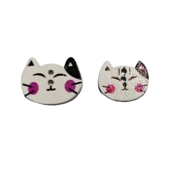 Knoflík Knoflík dřevěný kočičí hlava černobílá, Velikost: větší