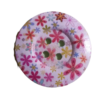 Knoflík Knoflík dřevěný velký s kvítky IV