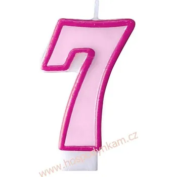 Dortová svíčka číslice růžová 7