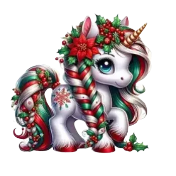 Vánoční dekorace Nažehlovací obrázek - vánoční jednorožec VII