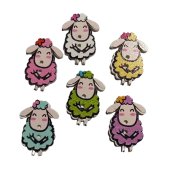 Knoflík Knoflík dřevěný ovečka, Barva: Modrá