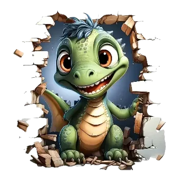 Samolepící dekorace Vinylová samolepka - dinosaurus ve zdi