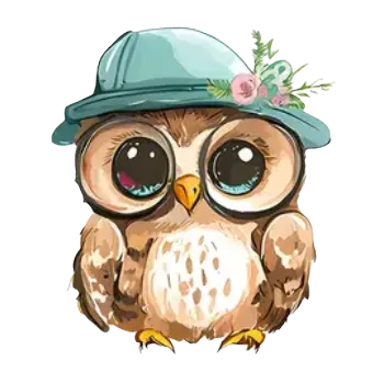 Nažehlovací obrázek - sovička v klobouku (6,0 x 6,0 cm)