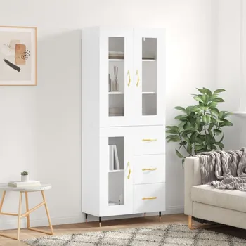 přebalovací pult a komoda Petrashop Skříň highboard bílá 69,5 x 34 x 180 cm kompozitní dřevo Bílá3198577