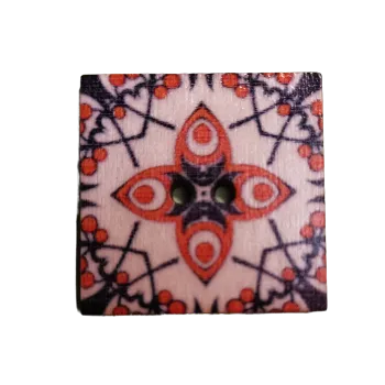 Knoflík Knoflík dřevěný čtverec s ornamenty IX