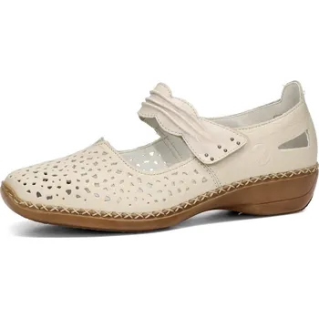 Dámské polobotky Rieker dámské kožené polobotky - béžové