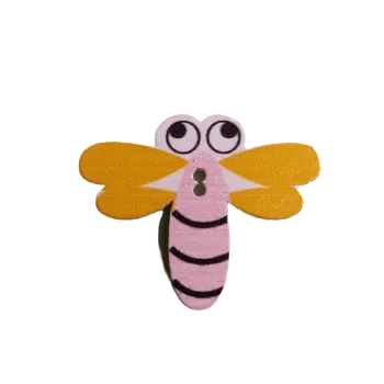 Knoflík Knoflík dřevěný vážka růžová světlá