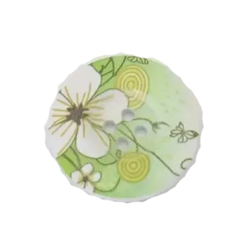 Knoflík Knoflík dřevěný s kytkou (3 cm)