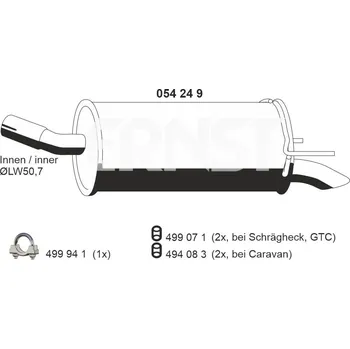 Tlumič výfuku Zadní tlumič výfuku ERNST 054249