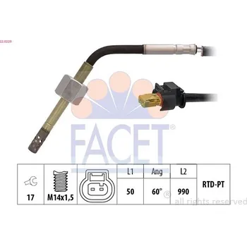 Čidlo automobilu Čidlo, teplota výfukových plynů FACET 22.0229