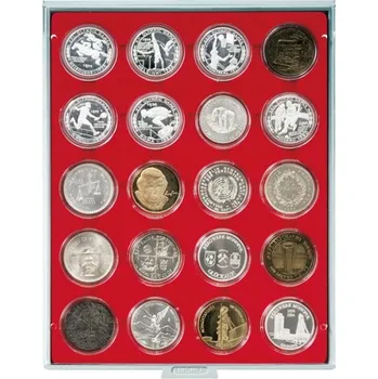 Obal pro sběratelský předmět Lindner 20 polí pro bublinky o vnějším průměru 48 mm Barva: Červená