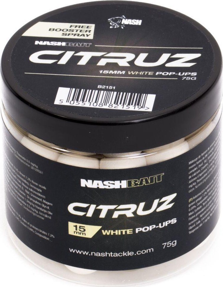Nashbait Citruz White Pop Up´s In 15mm Sind Weiße Hakenköder