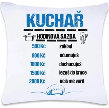 Dekorativní polštářek DOBRÝ TRIKO Polštář s potiskem Hodinová sazba kuchař 40 x 40 cm Oboustranný tisk: NE