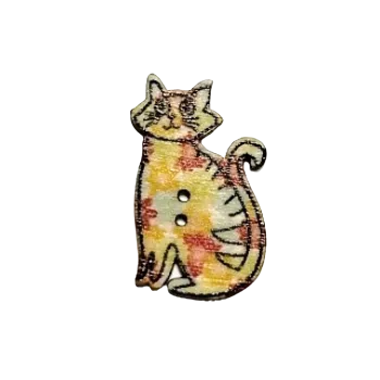 Knoflík Knoflík dřevěný sedící kočka VII