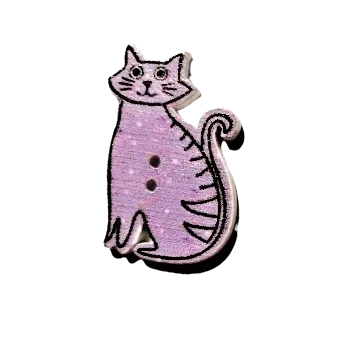 Knoflík Knoflík dřevěný sedící kočka XIII