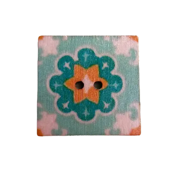 Knoflík Knoflík dřevěný čtverec s ornamenty VII