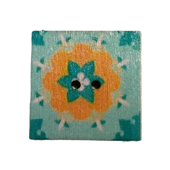 Knoflík Knoflík dřevěný čtverec s ornamenty XI