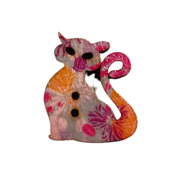 Knoflík Knoflík dřevěný kočka sedící III