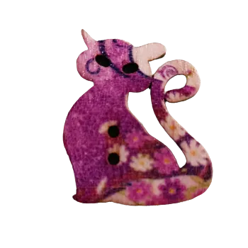 Knoflík Knoflík dřevěný kočka sedící V