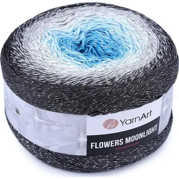 Příze Pletací příze Flowers Moonlight 260 g, barva 3 (3251) modrá azuro šedá