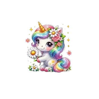 Nažehlovací obrázek jednorožec s kopretinou