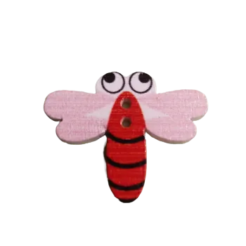 Knoflík Knoflík dřevěný vážka červená