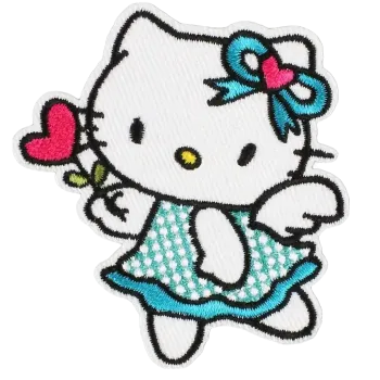 Nášivka Vyšívaná nášivka Hello Kitty se srdíčkem II