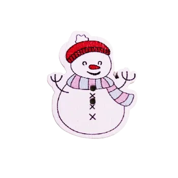 Knoflík Knoflík dřevěný sněhulák šála růžová-modrá