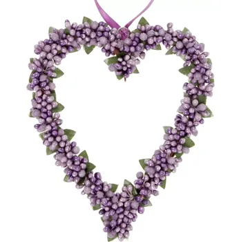 Vánoční dekorace Srdíčko z umělých bobulí PRZ3308-LILA - SLEVA 3% s kodem radost25